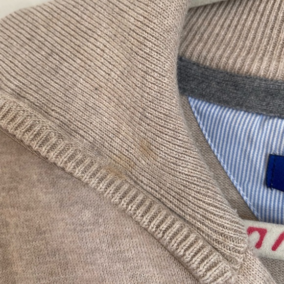 Report Collection Men’s Beige Pullover Sweater with Quarter Zip - Picture 5 of 6